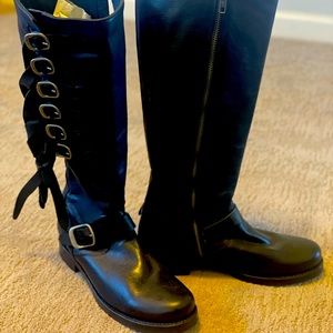 Frye Veronica strap tall boots sz 9 black.